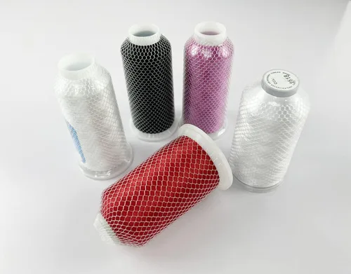 Vista 3 de 100 piezas de protector de carrete de hilo con red para diferentes tamaños de carretes/conos de hilo para bordar, coser, acolchar y serger (15x1CM)