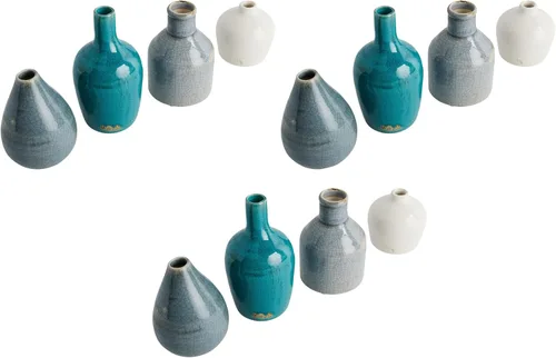 Vista 12 de Creative Co-Op - Vasijas de terracota azul y marfil (Set de 4 tamaños)