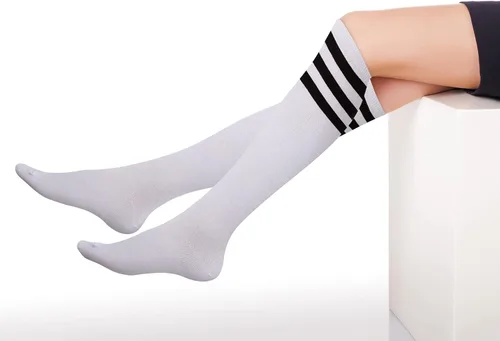 Vista 9 de Calcetines altos de algodón para mujer, 10 pares, calcetines casuales suaves y largos, talla 6-9, M