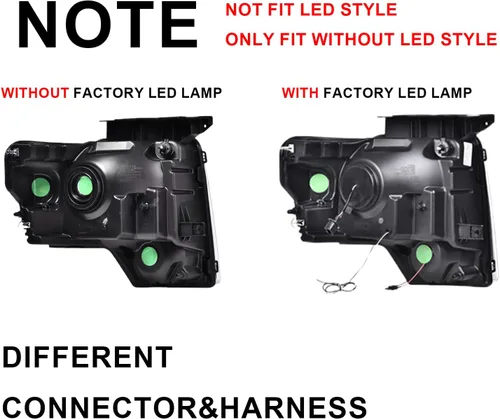 Vista 6 de G-PLUS Conjunto de faros, compatible con Ford F150 2009 2010 2011 2012 2013 2014 (no compatible con estilo LED, solo se ajusta sin estilo LED)
