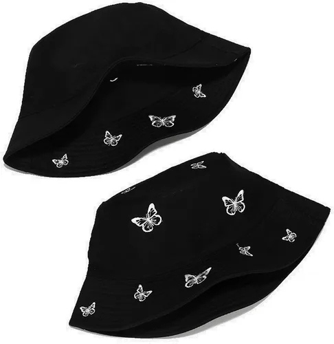 Vista 4 de Umeepar Sombrero de pescador bordado, reversible, plegable, plegable, para playa, sombrero de sol para exteriores para mujeres y hombres