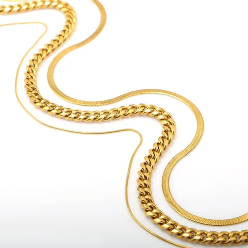 Vista 7 de JoycuFF Collar de oro para mujer, delicado collar de gargantilla en capas para mujer, caja de clip de serpiente, cuerda Figaro, collar de cadena