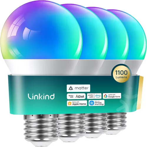 Vista 10 de Bombilla Inteligente Linkind Matter, 1100LM 75W Bombillas Inteligentes que Funcionan con Alexa/Apple Home/Google Home/SmartThings, Bombillas LED