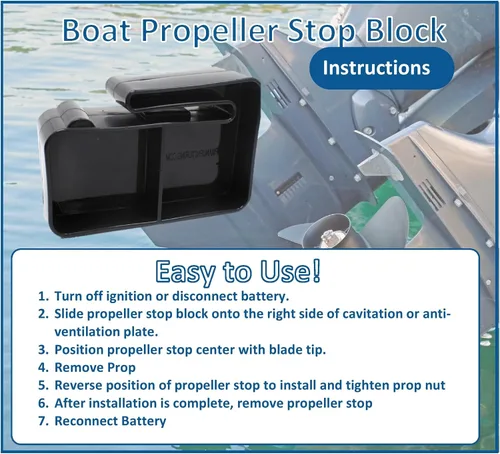 Vista 6 de JSP Manufacturing Marine Boat Prop Stop Propeller Stop Block - Varios colores - Negro, Azul o Amarillo