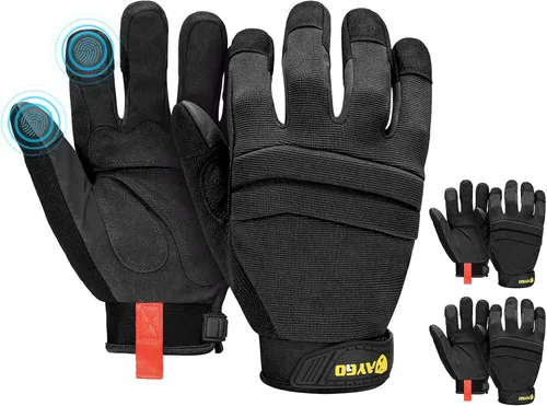 Vista 13 de KAYGO Guantes de trabajo para hombre, KG125M Guantes mecánicos de uso general para todo propósito, excelente agarre, resistentes, destreza mejorada