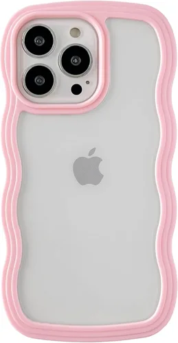 Vista 9 de Caseative Funda para iPhone 13 Pro, color negro Forma de marco de onda rizada linda a prueba de golpes suave