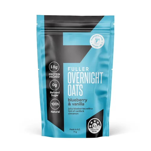 Vista 2 de Deliciosa avena nocturna con alto contenido de proteínas y arándanos y vainilla, FULLER diseñado por nutricionistas para más tiempo con bajo