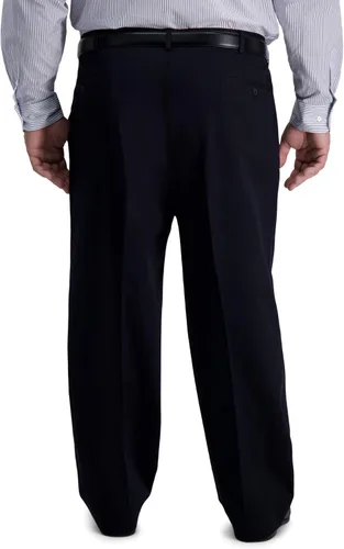 Vista 3 de Haggar - Pantalón informal con cintura expandible y plisado por delante, ajuste clásico, pantalón caqui, no necesita planchado