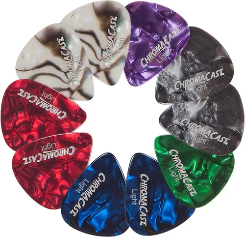 Vista 10 de Chromacast Pearl púas de celuloide para guitarra