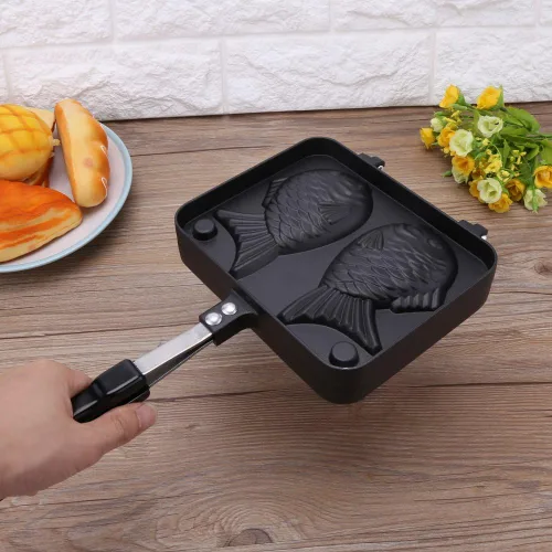 Vista 3 de Atyhao - Molde para tortilla antiadherente para hornear con molde de acero inoxidable en forma de pescado de 2 caras