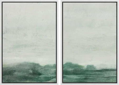 Vista 121 de MUDECOR Lienzo enmarcado para pared, bosque brumoso, reflejos, paisaje tranquilo, ilustraciones modernas, arte decorativo, bohemio, tranquilo/zen