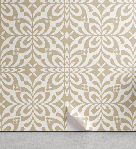 Vista 12 de Lunarable Papel tapiz victoriano de despegar y pegar para el hogar, motivos florales griegos romanos europeos, estilo Art Nouveau inspirados