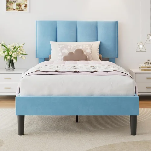 Vista 21 de VECELO Base de cama de tamaño individual con cajón de almacenamiento, base de cama de plataforma resistente con cabecera y fuerte soporte de Negro