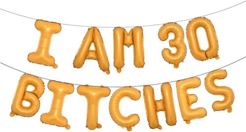 Vista 8 de Globos multicolor con texto en inglés "I AM 30 BITCHES" para decoración de cumpleaños de 30 años para ella (30 perras, negro)