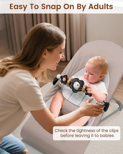 Vista 6 de TinlyFinly Baby Bouncer - Barra de juguete de madera compatible con Baby Bjorn Bouncer, accesorio de juguete de ajuste apretado y seguro, muy