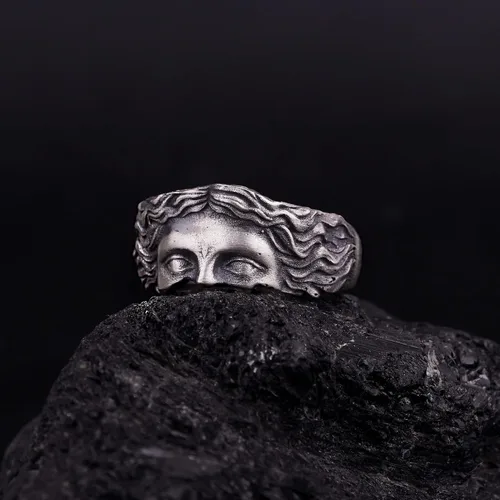 Vista 2 de Anillo de ojos Venus De Milo, Anillo griego antiguo de plata, Anillo de plata del Louvre Venus, Anillo de plata romana vintage, Anillo de plata