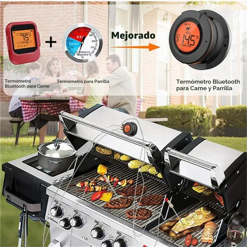 Vista 5 de Termómetro digital Bluetooth para parrilla, termómetro para ahumar con 2 sondas de carne