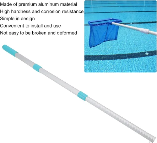 Vista 5 de TOPINCN Poste telescópico para piscina, poste telescópico de aluminio profesional ABS, 3 secciones, mango de red de piscina para redes