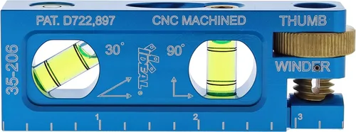 Vista 2 de Nivel Eléctrico IDEAL 35-206 Nivel de Electricista de Aluminio CNC Mecanizado con 2 Viales de Acrílico, Mordaza Magnética, Enrollador de Pulgar, Azul