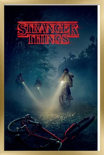 Vista 21 de Trends International Netflix Stranger Things - Póster de pared de bicicletas, 14.725 x 22.375 pulgadas, versión enmarcada de madera de granero