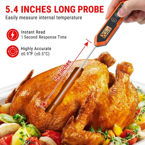 Vista 2 de ThermoPro TP15H - Termómetro de alimentos resistente al agua de lectura instantánea para cocinar, sonda de termómetro de carne digital