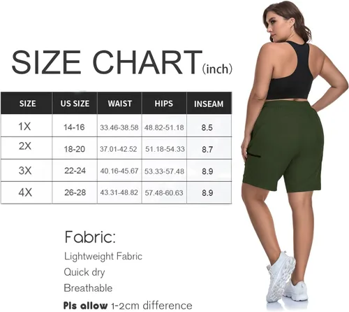 Vista 5 de Pantalones cortos de senderismo para mujer, talla grande, ligeros, de secado rápido, pantalones cortos deportivos para exteriores, bolsillos