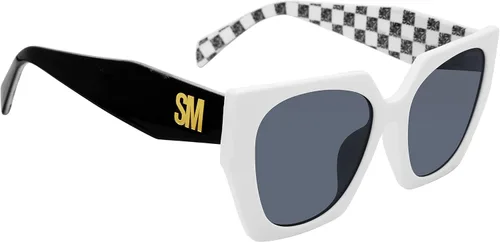 Vista 2 de STEVE MADDEN Women's Female Sunglasses Style Grae Cat Eye, WhiteBlackSolid Smoke, 54mm, 20mm
