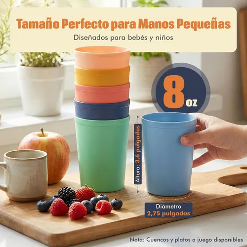 Vista 6 de MASTERCOOK 6 Piezas de Tazas Pequeñas Reutilizables – 8 oz Vasos Irrompibles para Beber – Tazas para Niños Pequeños para Agua, Jugo, Leche – Vasos