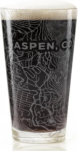 Vista 3 de ASPEN COLORADO - Vaso de pinta grabado Gran idea de regalo de mapa de topografía de montaña de estación de esquí