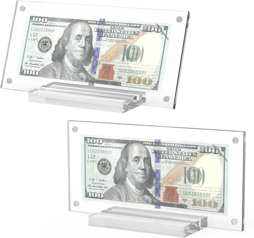 Vista 7 de Marco de billetes de dólar, 4 piezas de soporte para billetes de dólar para coleccionistas, protector de billetes de moneda