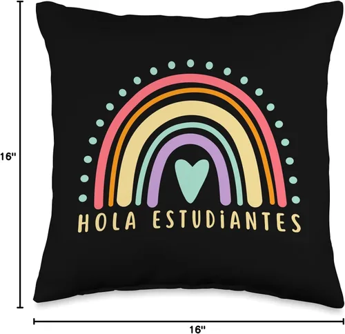 Vista 4 de Hola Estudiantes Cute Spanish Teacher Maestra De Español - Almohada (16 x 16 pulgadas), multicolor