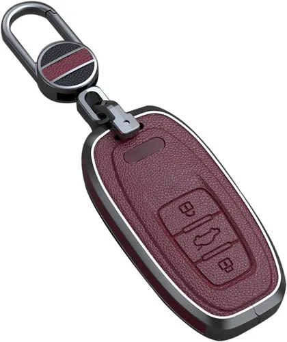 Vista 12 de ontto Funda de cuero para llavero con control remoto, protección completa para Audi A4 Q7 Q5 TT A3 A6 (negro, tipo A)