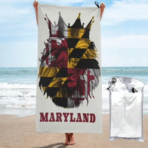 Vista 9 de Toalla de playa de microfibra, toallas de baño grandes de tamaño King Lion con bandera irlandesa para mujeres y hombres, toallas de baño de secado