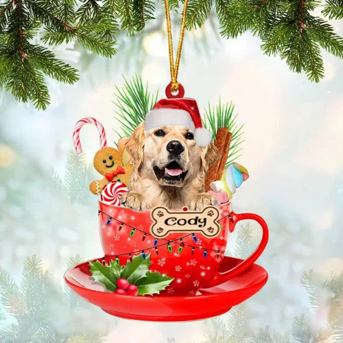 Vista 99 de NAZENTI Adorno personalizado de Alaskan Malamute en taza roja, adorno de Navidad personalizado para perros amantes de las mascotas, colgante