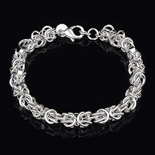Vista 7 de Goodilest - Pulseras de plata de ley 925 para mujer pulsera de cadena de banquete regalo de joyería Plata