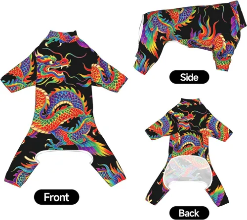 Vista 2 de SWEET TANG Novelty Dog Shed Defender Onesie Bodysuit Chinese Dragon Pattern (249)