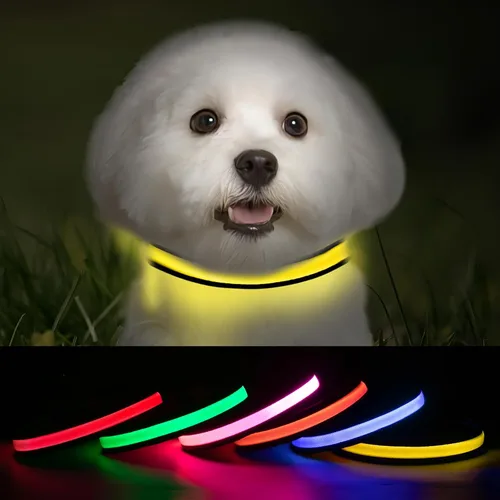 Vista 11 de Collares de perro iluminados recargables, collar de perro que brilla en la oscuridad, impermeable, collares de perro con luces LED intermitentes
