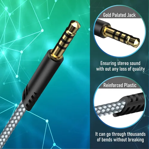 Vista 4 de Cable trenzado de repuesto para cable Astro A40, cable trenzado de auriculares A10, cable de control de volumen de 6.5 pies/6.6 ft compatible
