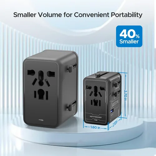 Vista 2 de Adaptador de viaje universal 75W GaN, adaptador de corriente internacional