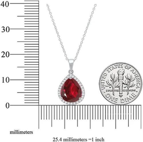 Vista 8 de Dazzlingrock Collection Colgante de lágrima de diamante de corte de pera de 18K 10X7 MM creado en laboratorio y diamante de corte redondo, oro blanco