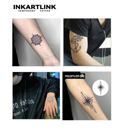 Vista 2 de INKARTLINK Tattoo Tech, 4 hojas de tatuaje semipermanente, tatuajes temporales de diseño artístico para adultos, dura 1-2 semanas, impermeable