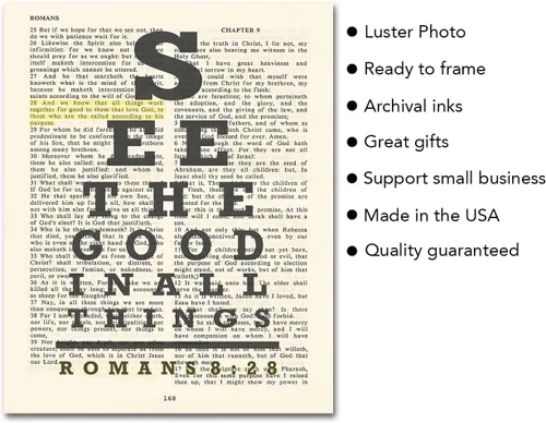 Vista 7 de See the Good in All Things, All Things Work for Good, carta de ojos de Romanos 8:28, impresión artística cristiana sin marco, versículo bíblico