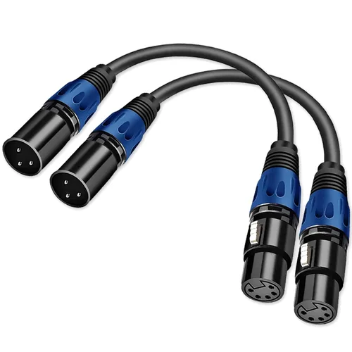 Vista 7 de Cable de luz de escenario DMX de 11.8 pulgadas, cable XLR DJ, conector XLR macho de 3 pines a conexión XLR DMX hembra de 5 pines para, foco de luz