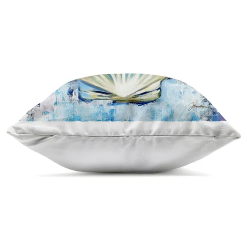 Vista 2 de Stupell Industries Liz Jardine - Almohada con diseño de concha de almeja marítima azul, 18 x 18 pulgadas