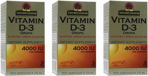 Vista 3 de Nature's Answer Gotas de vitamina D-3 Mezclado con aceite de oliva dorado virgen extra Se absorbe rápidamente en el cuerpo Sin rellenos, sin