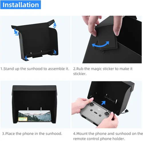 Vista 7 de HeiyRC Parasol para DJI Mini 4 Pro/AIR 3/Mini 2 SE/Mini 3 Pro/Air 2S/Mavic 3 Classic/Pro/Mini 2/Mini 3/AIR 2 RC-N1/RC-N2 Controlador