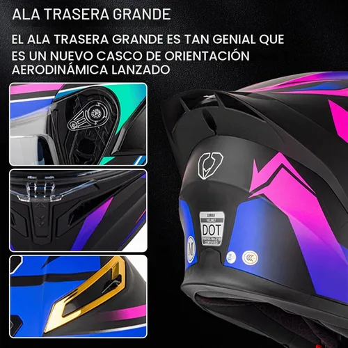 Vista 3 de Casco modular Bluetooth para motocicleta, certificado DOT, abatible, de cara completa, antivaho, doble máscara, casco de motocicleta de calle