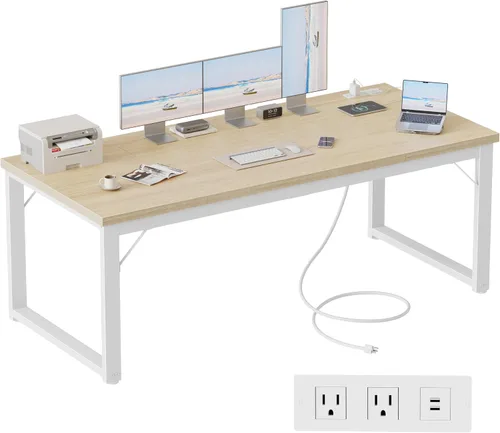Vista 79 de Mericonia Escritorio para computadora, escritorio de juegos para espacios pequeños, mesa de estilo moderno y simple para oficina en casa, mesa