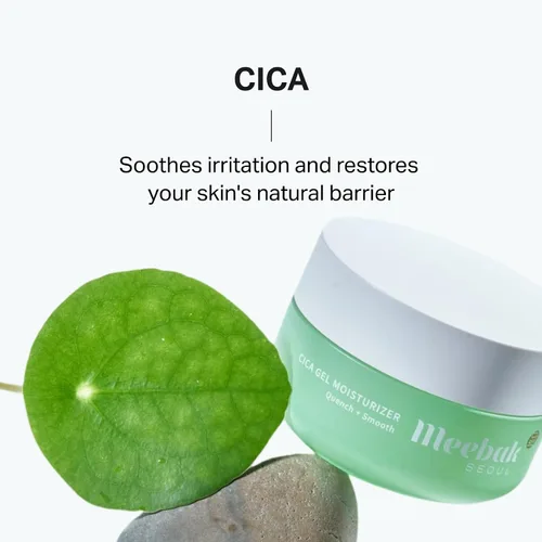 Vista 4 de Meebak Cica Gel hidratante facial Crema de agua ligera hidratante con ácido hialurónico y colágeno vegano Gel refrescante de absorción rápida