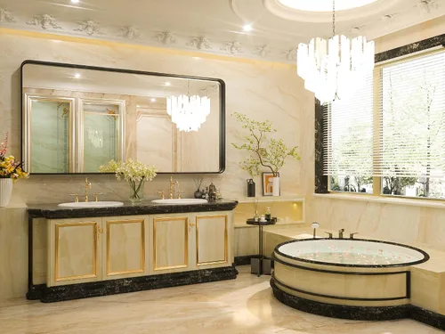 Vista 194 de TETOTE Espejo de marco dorado cepillado de 16 x 24 pulgadas, espejo de tocador de baño de latón dorado para pared, espejo enmarcado rectangular
